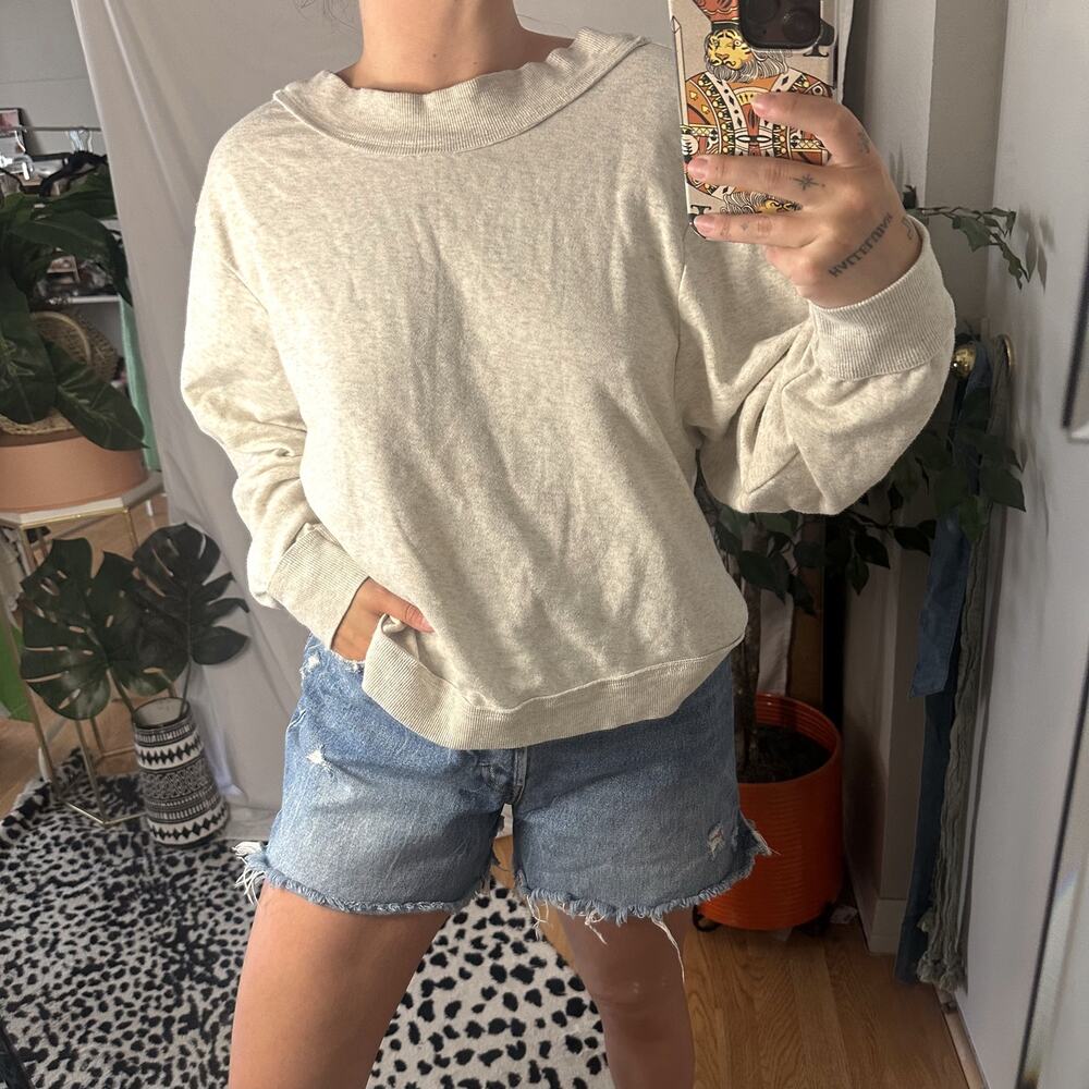 Pilcro Anthropologie Cut Out Back Sweater Beige Size Small